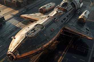 draw custom spaceship sci fi steampunk nft