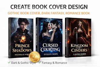 create book cover design, gothic book cover, dark fantasy, romance book, gothic