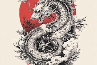 create  super artistic tattoo designs in japanese style