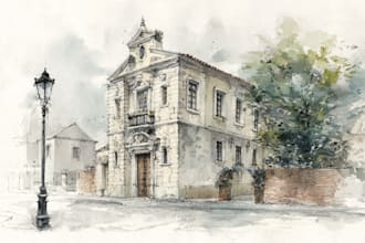 render architecture and interior concept in watercolor