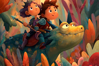 digitally paint colourful children book illustrations