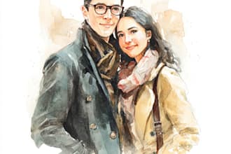 do watercolor couple portrait custom couple