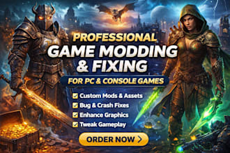 create, edit and port custom skyrim, fallout 4 mod, weapon armor and do 3d asset
