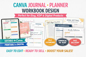 do kdp journal design, workbook, planner dairy, digital planner, format notebook
