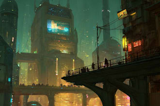 design futuristic cyberpunk city streets with cyber