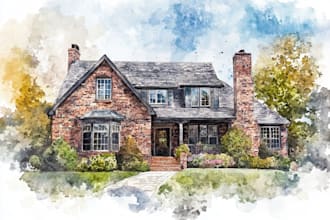 watercolor a house portrait