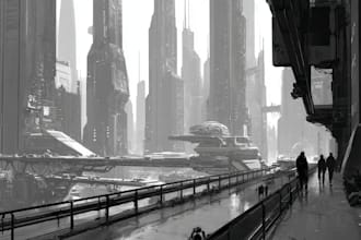 craft futuristic cyberpunk cityscapes with elements