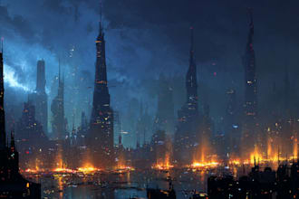 design a cyberpunk city poster or artwork for print