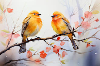 paint animals, birds and insects in watercolor