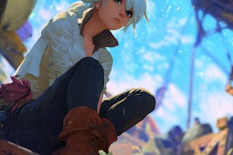 draw an anime art, custom character illustration or fan art