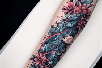 design professional japanese, asian style tattoo design