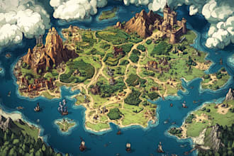 create event, tourist, and fantasy map illustration
