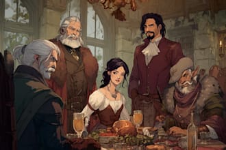 draw original dnd or rpg character art mpas party for you