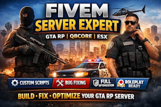 setup your fivem server, qbcore or esx, fix bugs and add custom scripts