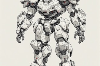 draw amazing character mecha robot illustration
