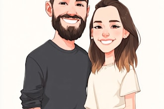 do couple caricature illustration for you