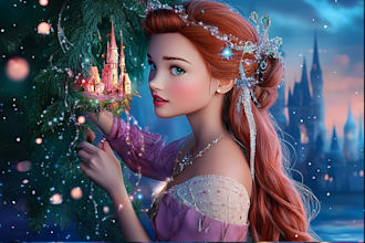 create a disney style portrait with magical fairy tale vibes