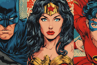 illustrate a superhero pop art portraits