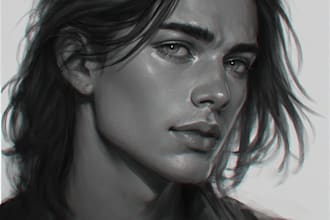 sketch a custom charcoal drawing, pencil portrait from photo