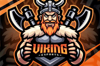 create fierce viking mascot logo for esports and gaming team
