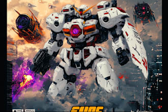 create retro mecha or scifi gundam art