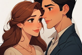 draw couple portrait for wedding illustration