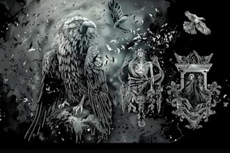 create dark art, metal, horror, gothic illustration for you