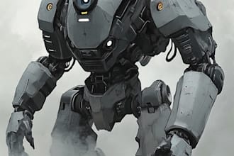 create retro mecha or scifi gundam art