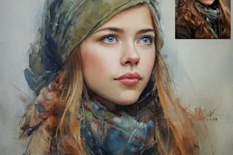 watercolor portrait painting, photo to watercolor portrait
