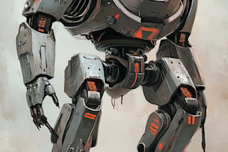 draw mecha robot,armor,gundam in anime or realism style