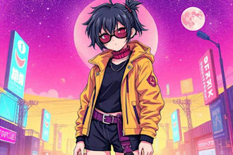 draw cyberpunk, lofi or streetwear anime illustrations