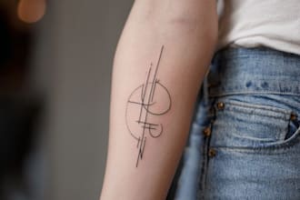 create minimalist line art tattoo with my style