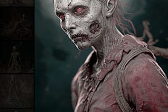 draw a horror and fantasy horror character art