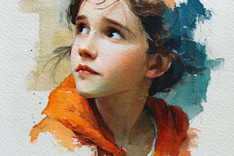 paint watercolor portrait art, watercolor painting