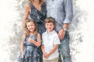 make watercolor family portrait