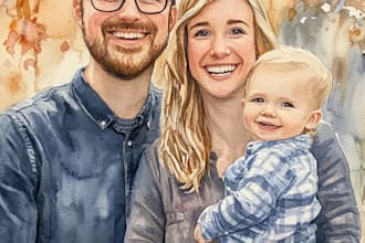 create a watercolor family portrait