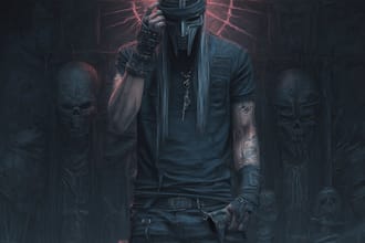do a detailed dark, horror, and heavy metal art illustration