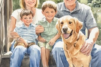 create a watercolor family portrait