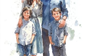create a watercolor family portrait