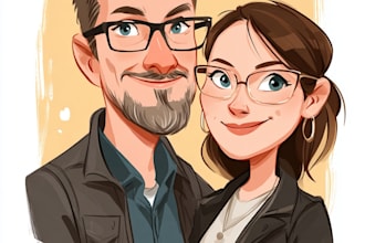 create a digital cartoon caricature or a couple caricature