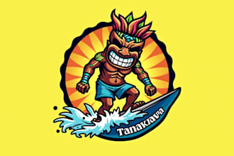 do tiki man bar surfing logo design 1 day delivery