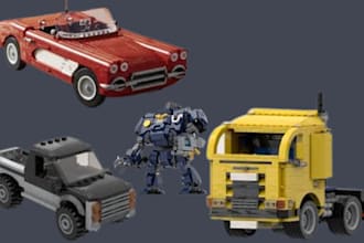 design custom 3d lego model , technic car, house with instruction and parts list