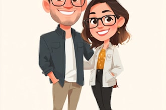 draw cartoon caricature couple from your photo