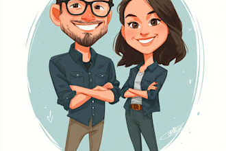 create professional caricatures for couples or wedding gift