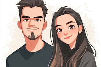 draw anime cartoon portraits simple, couples, families pfp