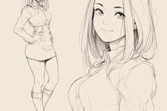 draw character sheet for your oc anime, waifu and husbando