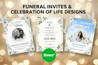 design funeral memorial, obituary, and invitation canva templates for etsy