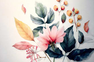 create a botanical illustration in the traditional watercolor technique