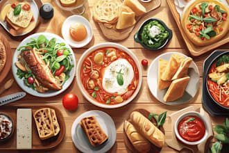 draw watercolor food illustration
