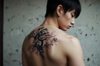 illustrate a japanese style tattoo design and art